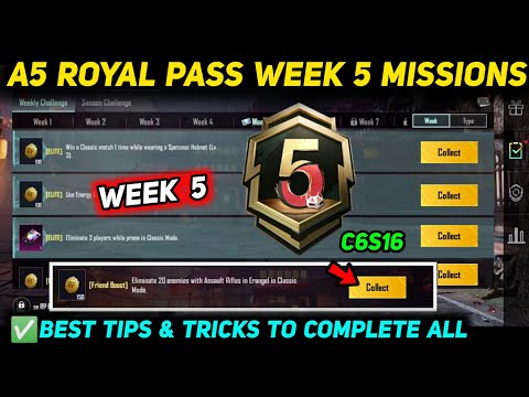 A5 WEEK 5 MISSION 🔥 PUBG WEEK 5 MISSION EXPLAINED 🔥 A5 ROYAL PASS WEEK 5 MISSION 🔥 C6S16 RP MISSIONS