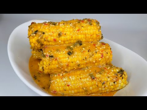 Caribbean style Boiled corn in a rich coconut sauce | full recipe