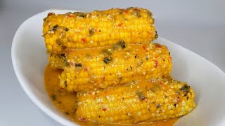 Caribbean style Boiled corn in a rich coconut sauce | full recipe