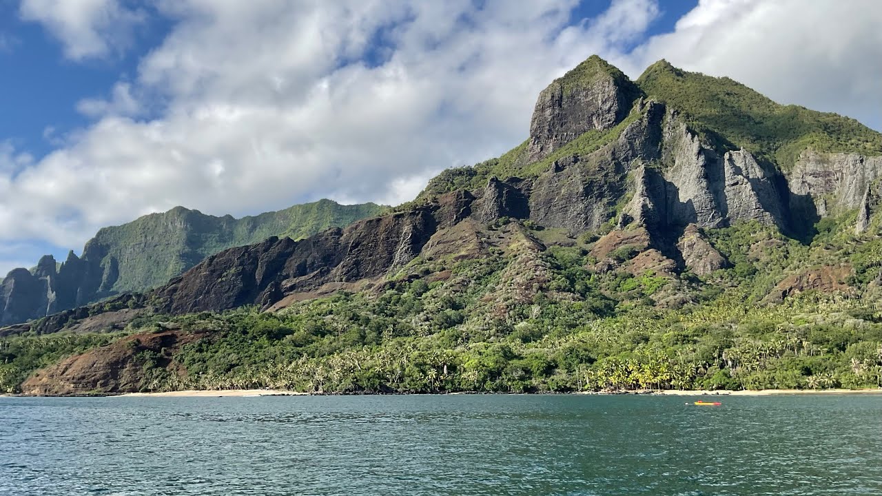 Landfall at Nuku Hiva at end of Leg 1 of Jeanne's solo Pacific crossing
