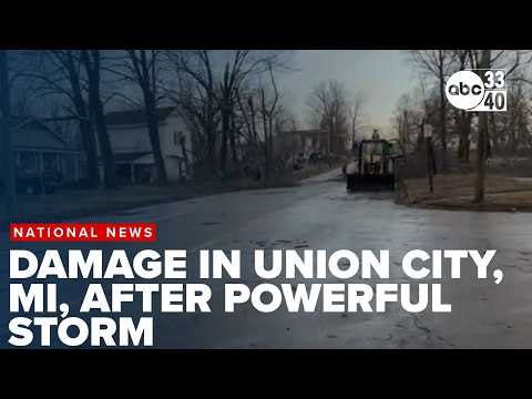 Damage in Union City after a tornado swept through Michigan
