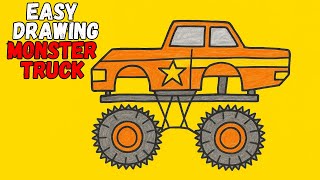Monster Truck Drawing for Kids | Easy Step by Step Art Tutorial