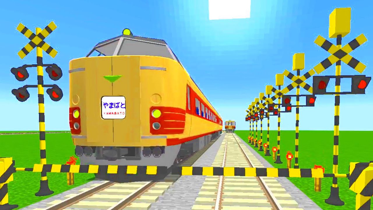 【踏切アニメ】Train Railway Railroad Crossing Animation Minecraft  電車とふみきり
