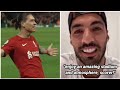 Luis Suarez reaction when Darwin Nunez scores his first goal at Anfield