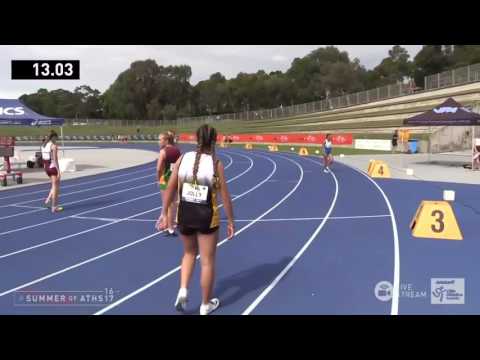 U15 Girls 90m Hurdles - Heat 3 - Asics Australian Little Athletics Championships