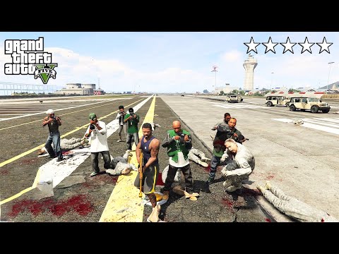 GTA 5 - Franklin, Lamar And The Families FIVE STAR COP BATTLE At The MILITARY BASE!
