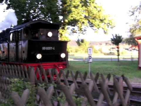 Die Selketalbahn fährt in Gernrode ein 18.07.2009