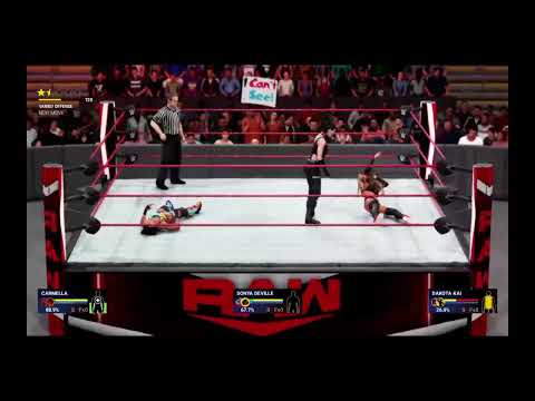 WWE 2k19 Carmella vs. Sonya Deville vs. Dakota Kai - #1 Contender's Triple Threat match RAW