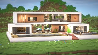 Minecraft: How To Build a Large Modern House(Build Tutorial)(#47) | 마인크래프트 건축, 모던하우스, 집 짓기, 인테리어