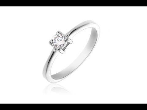 Biżuteria – Pierścionek ze srebra 925 - okrągły, przeźroczysty kamień, cztery łapki