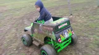 Quick Muddin' in the 24v Grave Digger Power Wheels