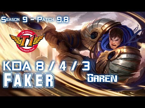 SKT T1 Faker GAREN vs DARIUS Mid - Patch 9.8 KR Ranked