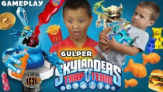 GULPER Water Villain + Funny Bone GAMEPLAY w/ Mike & Chase (Skylanders Trap Team) Soda Blob Monster