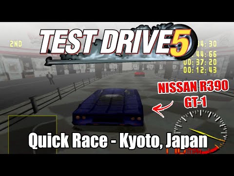 Test Drive 5 (PS1) | Quick Race - Kyoto,  Japan - Nissan R390 GT-1 | (Duckstation)