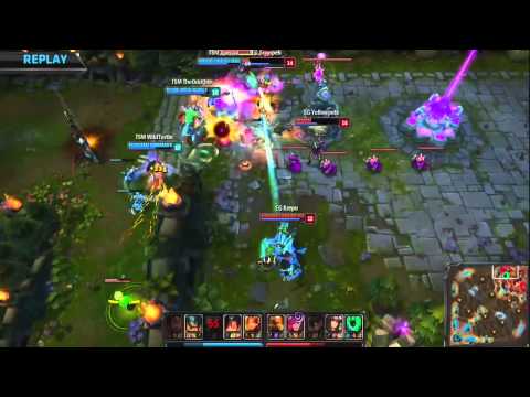 (2014 Spring) NA LCS W1D1: TSM vs EG - Team Fight + Ziggs' Triple Kill