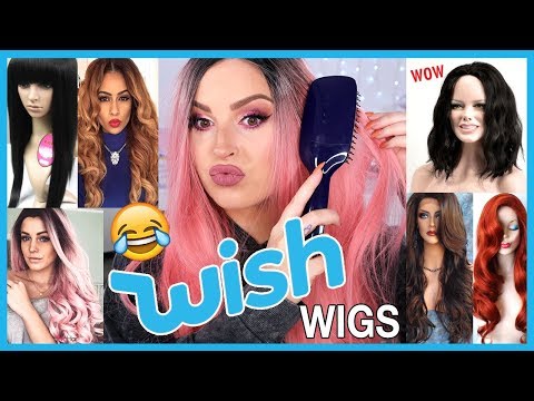 Trying On Cheap WISH APP Wigs! 💩😍 LOL wtf.... Video