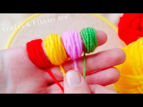 2 Superb Woolen Flower Making Trick Using Finger -Hand Embroidery Amazing Flower Design -Sewing Hack