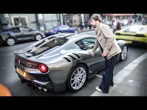 Singer Jay Kay from Jamiroquai Driving his Ferrari F12 TDF in London!!