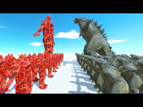 COLOSSAL TITAN LAVA - GODZILLA 2014 DEATH RUN - KING KONG - Animal Revolt Battle Simulator