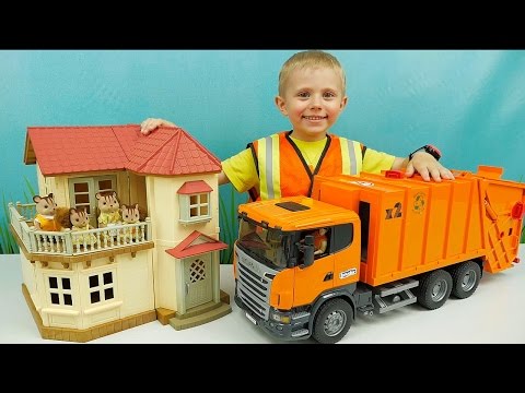 Машины БРУДЕР и Белочки Сильваниан - Интересное видео для детей с машинками. BRUDER Toys