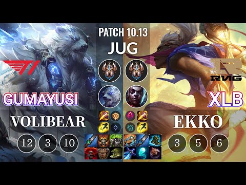T1 Gumayusi Volibear vs RNG XLB Ekko Jungle - KR Patch 10.13