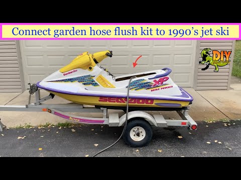 Connecting garden hose flush kit to 1990s Sea Doo jet ski