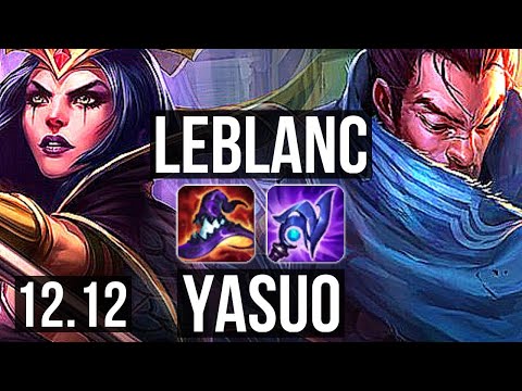 LEBLANC vs YASUO (MID) | 12/0/4, Legendary, 300+ games | NA Master | 12.12