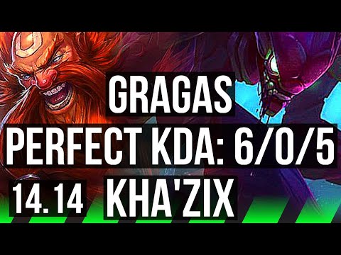 GRAGAS vs KHA'ZIX (JGL) | 6/0/5, 72% winrate, Dominating | VN Master | 14.14