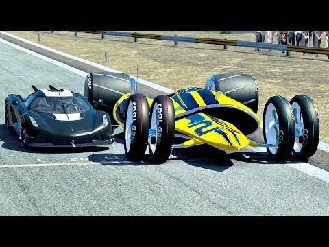 Koenigsegg Jesko Absolut vs 2033 Cosmic Motors Gravion at Old Monza