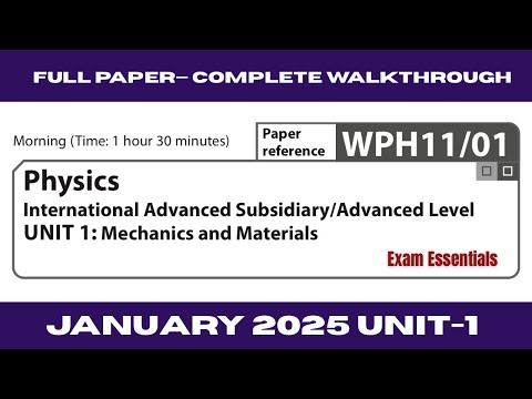 Edexcel IAL Physics Unit 1 WPH11/01 | January 2025— Full Paper Walkthrough with Detailed Explanation