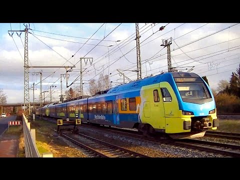 Elektrotriebzüge Stadler Flirt der Westfalenbahn in Leer / Electric railcars in Leer (Germany)