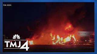 Fiery semi crash shuts down parts of Wisconsin highway