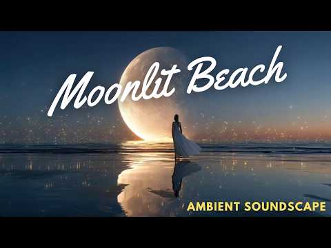 Moonlit Ocean Night | Fireflies, Full Moon & Gentle Ocean Waves Ambient Soundscape (1 hour)