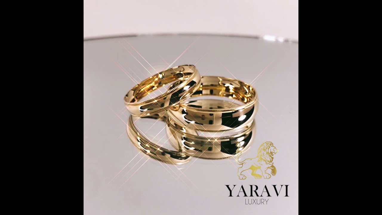 Argollas de Matrimonio de Oro 14k Amarillo 6mm y 4mm