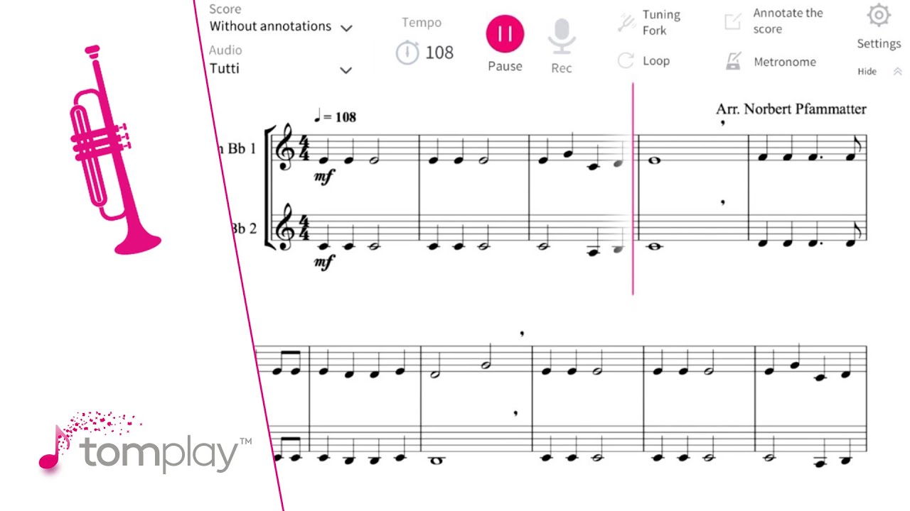 10 duets for learning the trumpet (beginner level, with sheet music)
