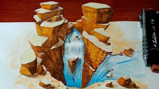 Drawing a 3D Waterfall - 3D Art