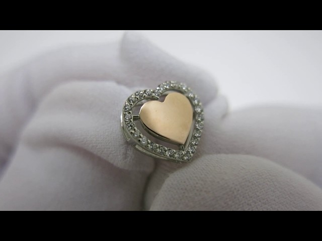 Серебряный кулон с золотом "Сердечко" ксх71 Видеообзор