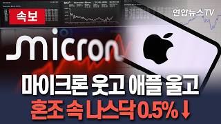 [????속보] 마이크론 웃고 애플 울고…혼조 속 나스닥 0.5%↓｜밤사이 뉴욕증시 전문가분석(최보원 한국투자증권 수석연구원) / 연합뉴스TV(YonhapnewsTV)