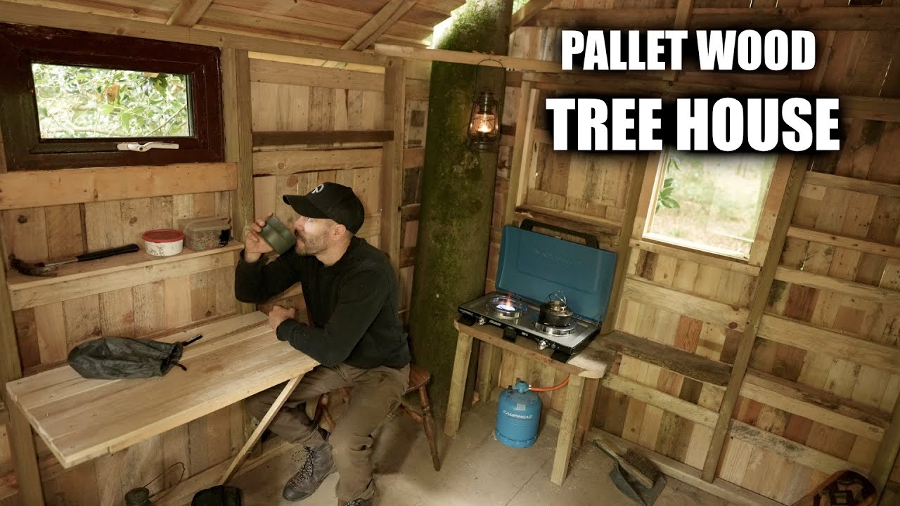 Building a Tree House Cabin with Free Pallet Wood