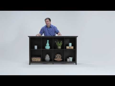 Simpli Home Amherst 8 Cube Storage Sofa Table Video 1