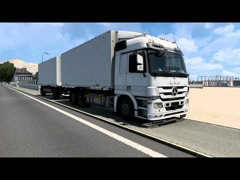 ETS2 (1.44). Road to Asia v1.3.1 by Terra Maps Team. Mercedes Actros MP3 1848 Swap Body Carrier.