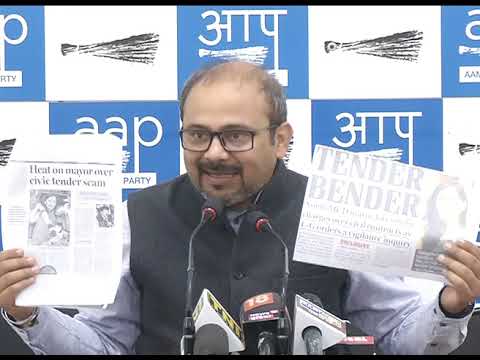 Aap Leader Dilip Pandey Briefs media on Tender cam Involving BJP North MCD Mayor