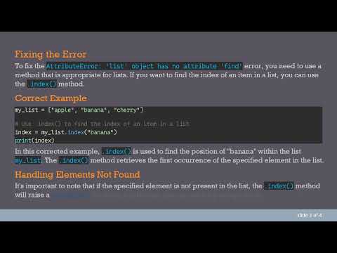 How To Fix Attributeerror List Object Has No Attribute Find In Python Code