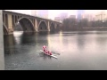 Santa and his reindeer in a rowing scull