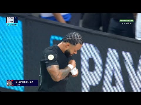 Primeiro gol de Memphis Depay pelo Corinthians - Corinthians 5 x 2 Athético-PR - Brasileirão 2024