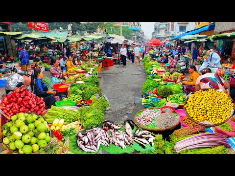 Amazing Cambodian Food Market Scenes, Massive Food Tour, Kandal Market In Phnom Penh