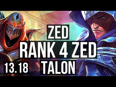 ZED vs TALON (MID) | 4.1M mastery, Rank 4 Zed, 8 solo kills, 800+ games | NA Challenger | 13.18