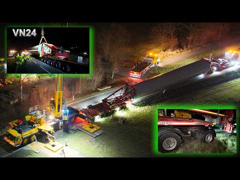 03.02.2026 - VN24 - 110-t Windrad-Transport fährt sich fest - 400t-Kran musste gerufen werden