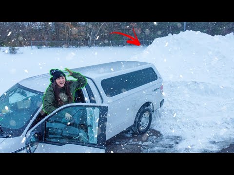Blizzard Truck Camping In A Historic Storm-  (Extreme Winds)