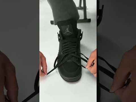 Jordan 4 black cat Loose lace Tutorial (Best Way) ✅#lace #tutorial